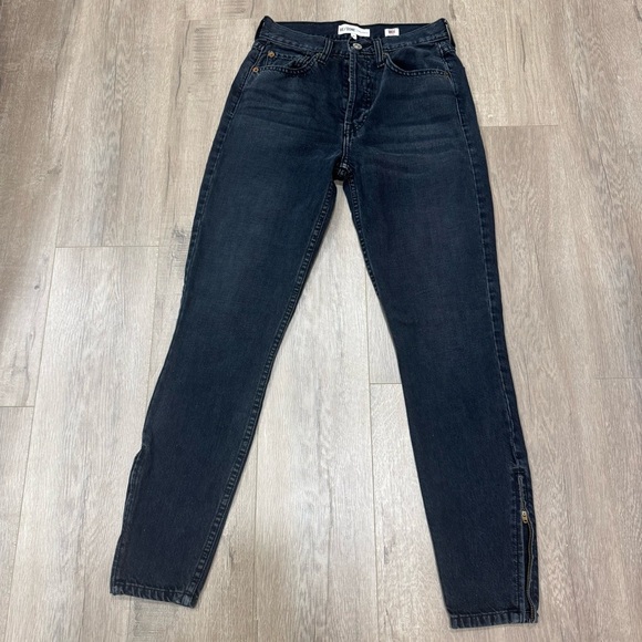 Re/Done Denim - Re/Done Women's Jeans Originals High Rise Ankle Zip 90's in Worn Black Size 25